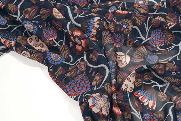 Chiffon Printed Siennaflor Navy Chiffon Printed Siennaflor Navy