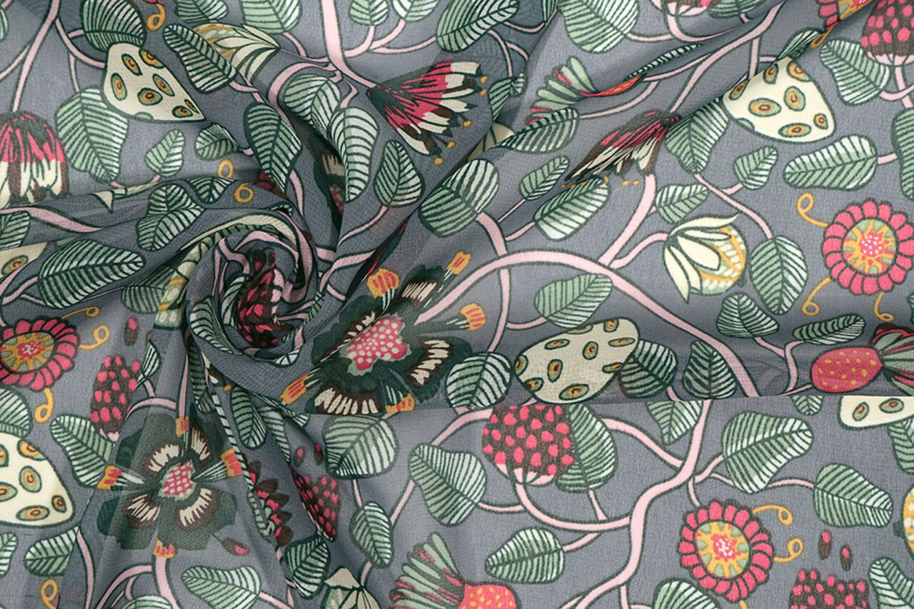 Chiffon Printed Siennaflor Grey Chiffon Printed Siennaflor Grey