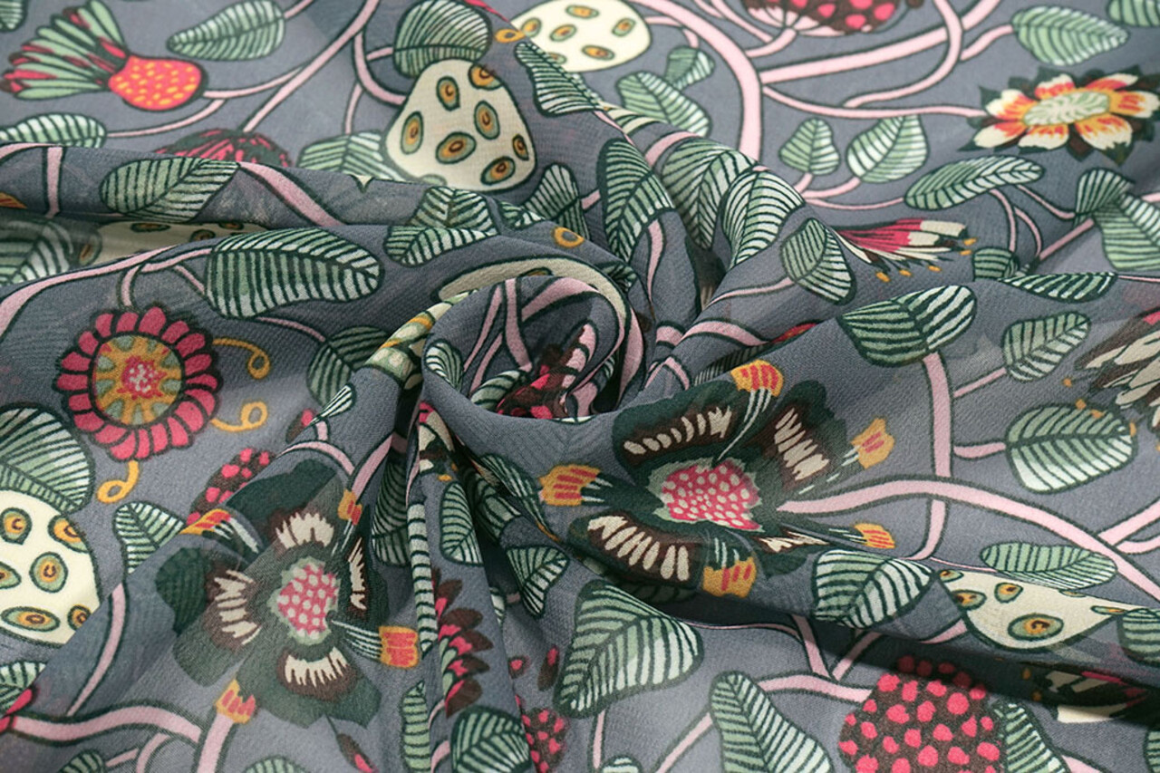 Chiffon Printed Siennaflor Grey Chiffon Printed Siennaflor Grey