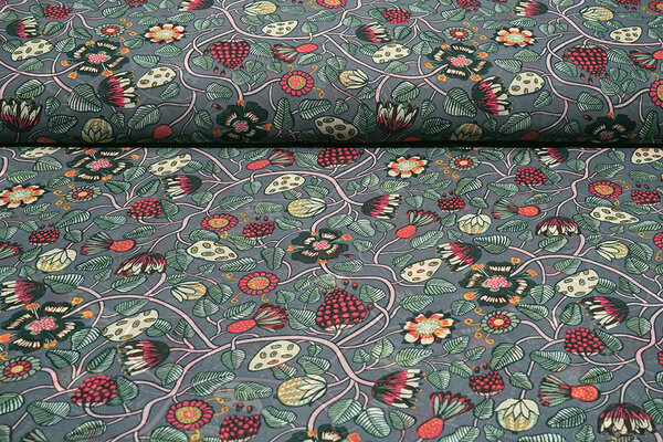 Chiffon Bedrukt Siennaflor Grijs