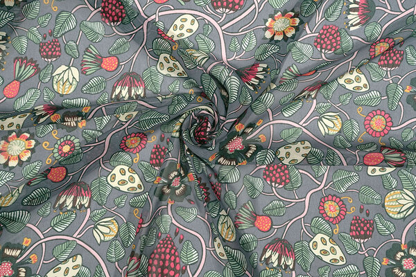 Chiffon Bedruckt Siennaflor Grau Chiffon Bedruckt Siennaflor Grau