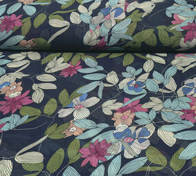 Chiffon Printed Miraflora Navy
