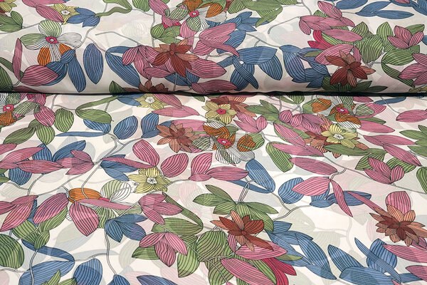 Chiffon Printed Miraflora White
