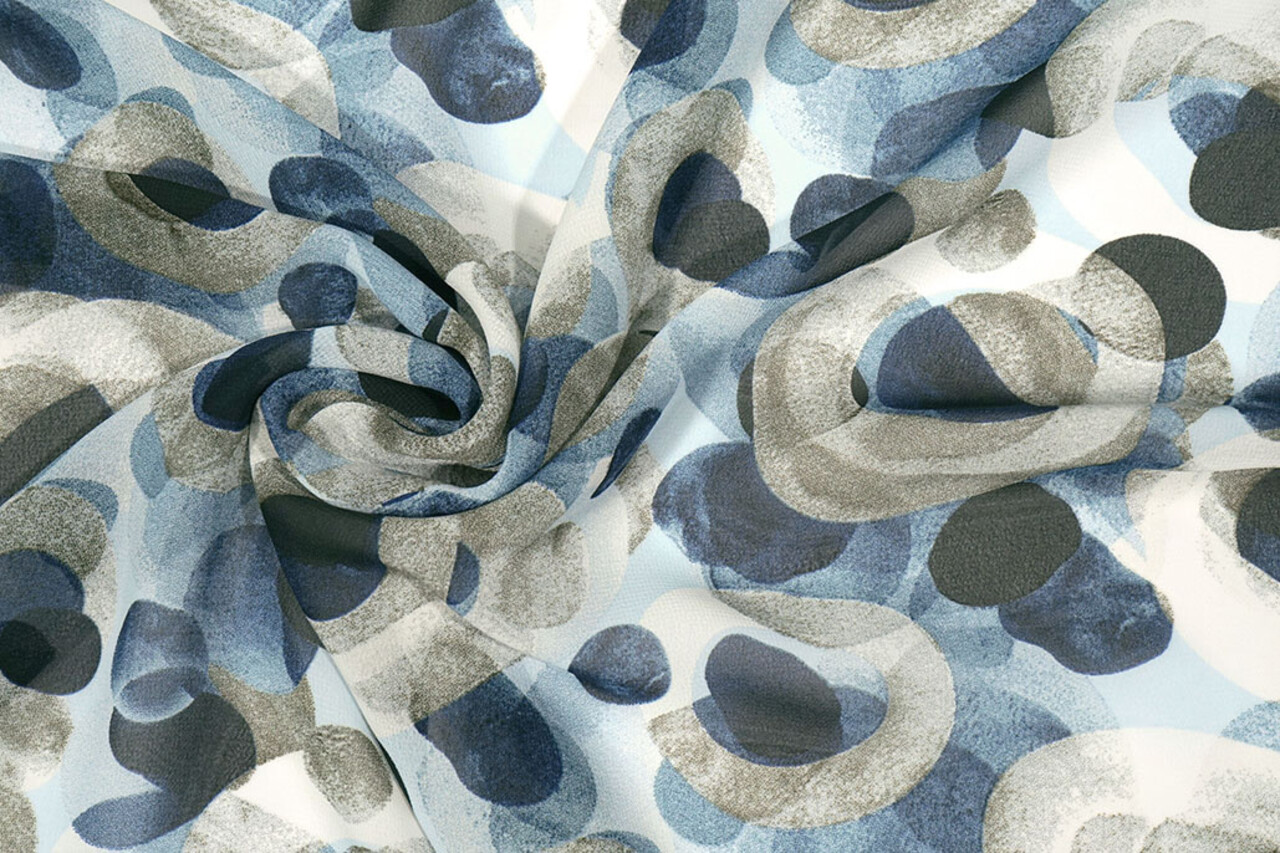 Chiffon Stampato Pavora Blu Chiffon Stampato Pavora Blu