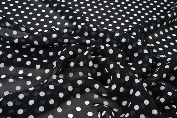 Chiffon Printed Dots Black Chiffon Printed Dots Black
