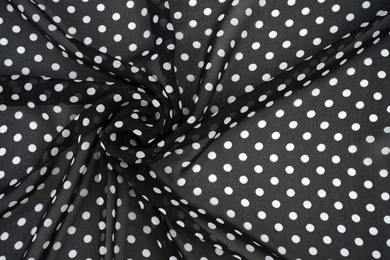 Chiffon Printed Dots Black Chiffon Printed Dots Black