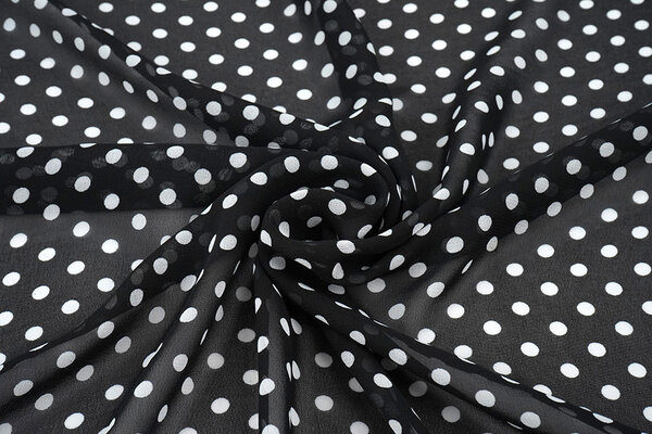 Chiffon Bedrukt Stippen Zwart Chiffon Bedrukt Stippen Zwart