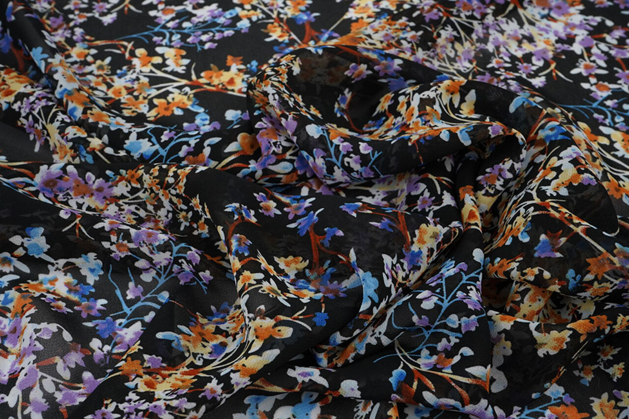Chiffon Stampato Aurelisse Nero Chiffon Stampato Aurelisse Nero
