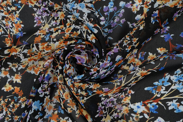 Chiffon Stampato Aurelisse Nero Chiffon Stampato Aurelisse Nero