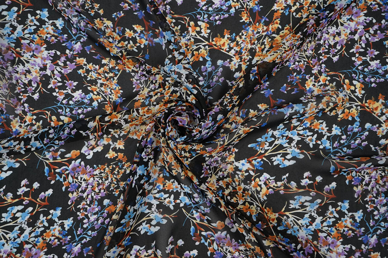 Chiffon Stampato Aurelisse Nero Chiffon Stampato Aurelisse Nero