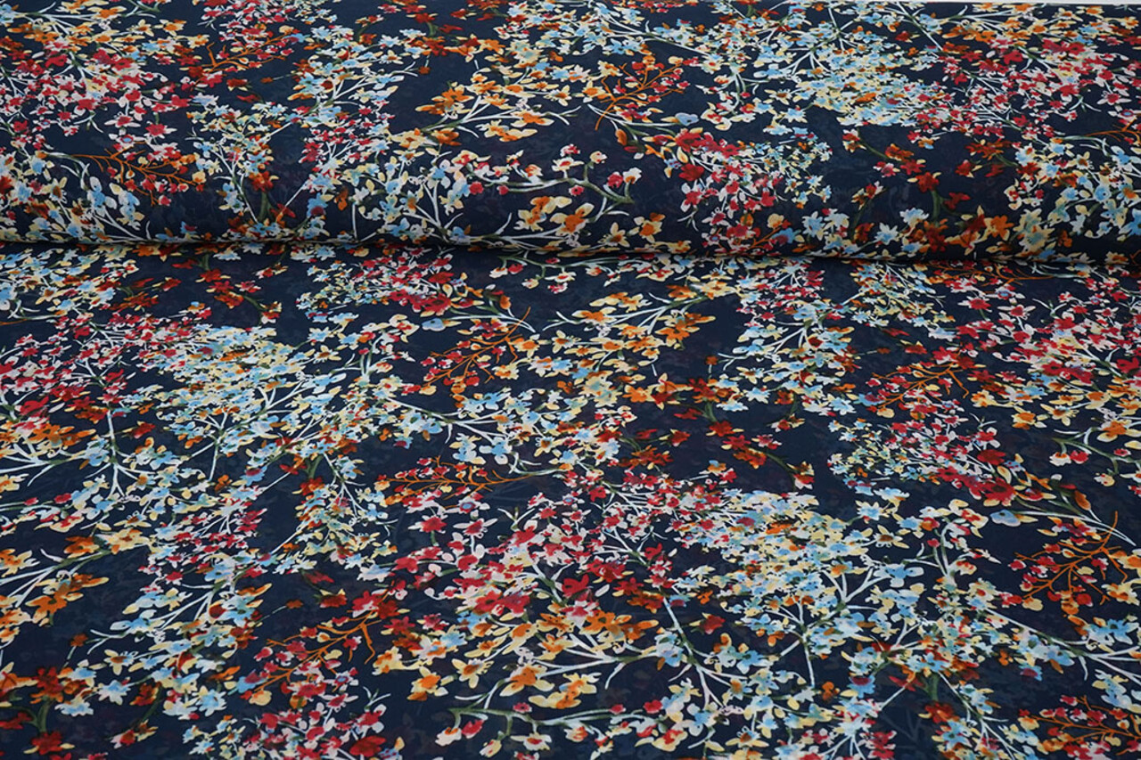 Chiffon Stampato Aurelisse Blu Navy Chiffon Stampato Aurelisse Blu Navy