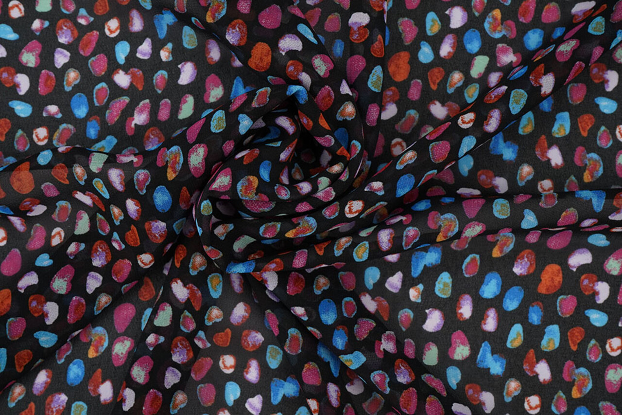 Chifón Estampado Alunora Negro Chifón Estampado Alunora Negro