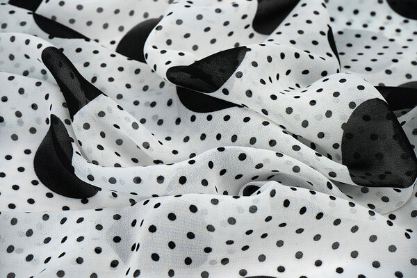 Chiffon Kleine en Grote Stippen Off-White Chiffon Kleine en Grote Stippen Off-White