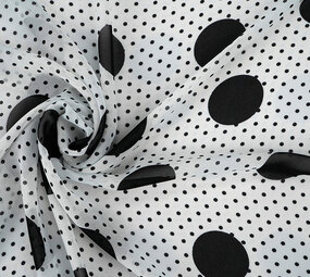 Chiffon Kleine en Grote Stippen Off-White Chiffon Kleine en Grote Stippen Off-White