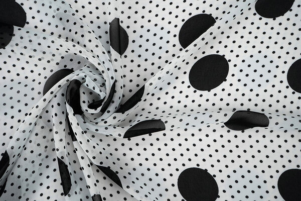 Chiffon Kleine en Grote Stippen Off-White