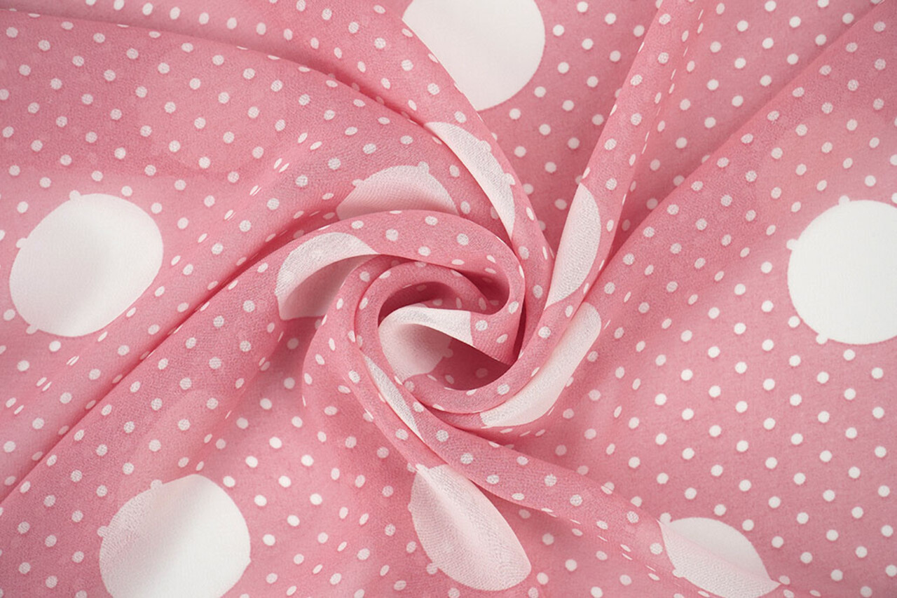 Chiffon Kleine und Große Punkte Rosa Chiffon Kleine und Große Punkte Rosa