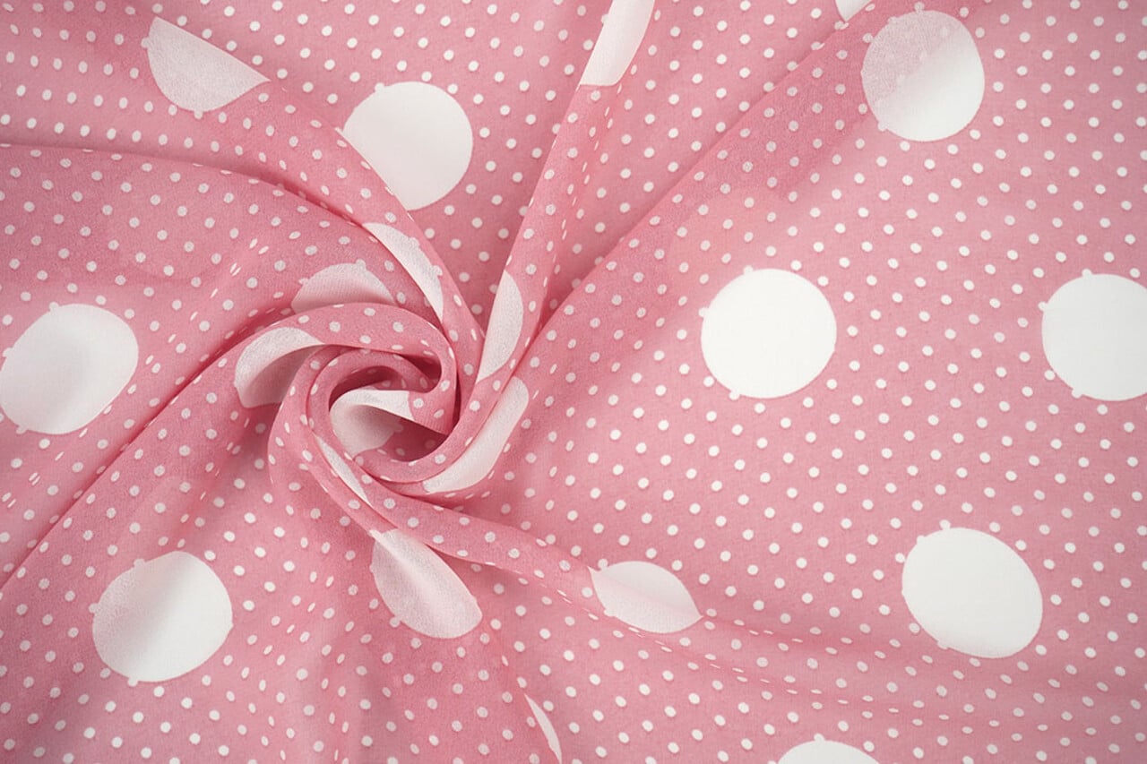 Chiffon Piccole e Grande Pois Rosa Chiffon Piccole e Grande Pois Rosa