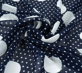 Chiffon Kleine en Grote Stippen Marine Chiffon Kleine en Grote Stippen Marine