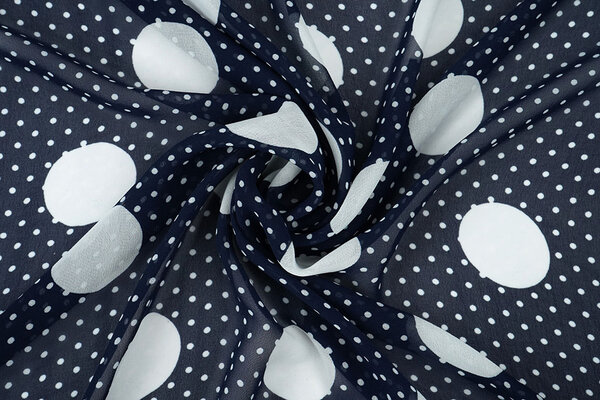 Chiffon Kleine en Grote Stippen Marine Chiffon Kleine en Grote Stippen Marine