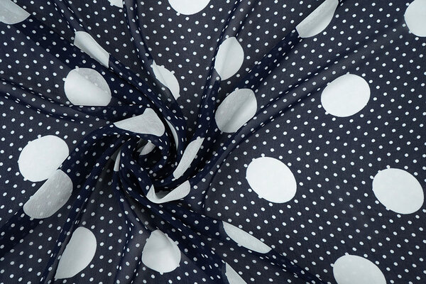 Chiffon Kleine en Grote Stippen Marine Chiffon Kleine en Grote Stippen Marine