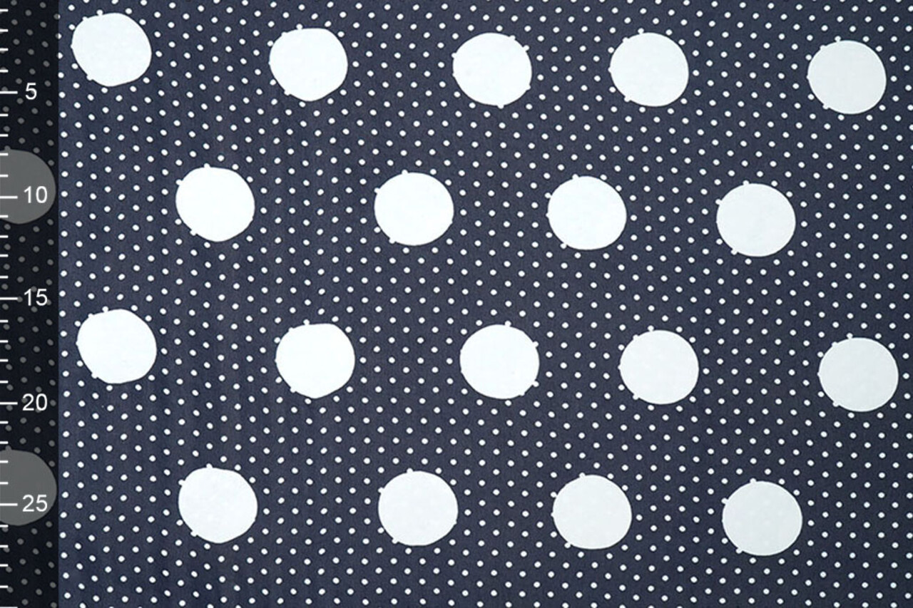 Chiffon Piccole e Grande Pois Blu Navy Chiffon Piccole e Grande Pois Blu Navy