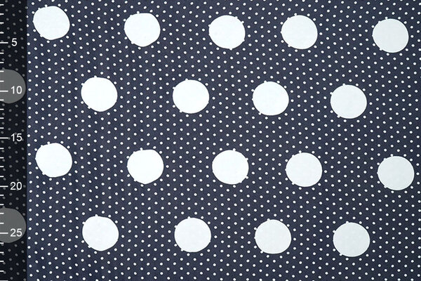 Mousseline Petit en Grand Pois Marine