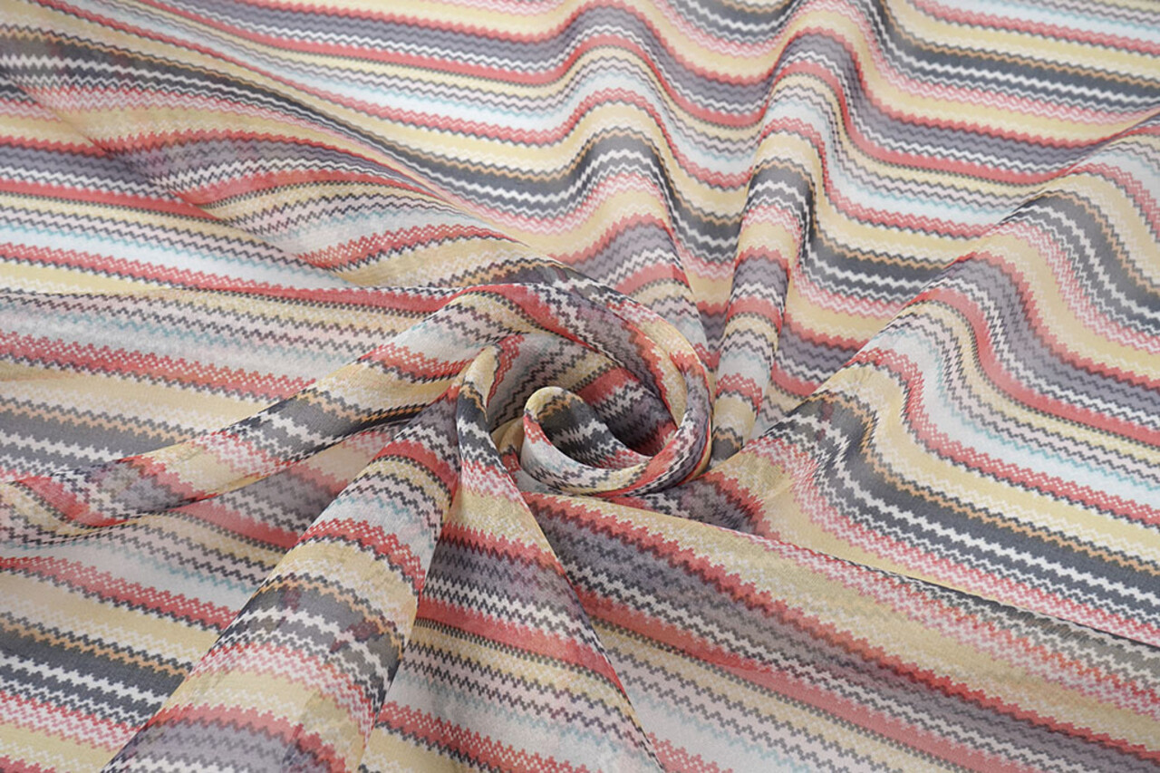 Chiffon Printed Small ZigZag Multi 1