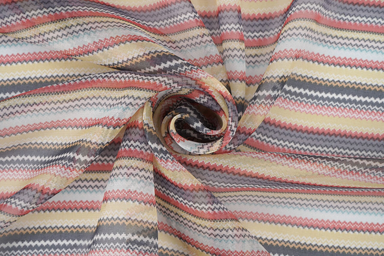Chiffon Stampato Piccole Zigzag Multicolore 1 Chiffon Stampato Piccole Zigzag Multicolore 1