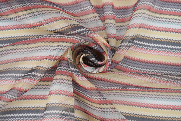 Chiffon Printed Small ZigZag Multi 1 Chiffon Printed Small ZigZag Multi 1