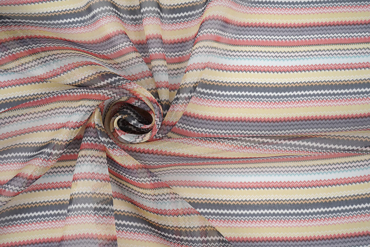 Chiffon Stampato Piccole Zigzag Multicolore 1 Chiffon Stampato Piccole Zigzag Multicolore 1