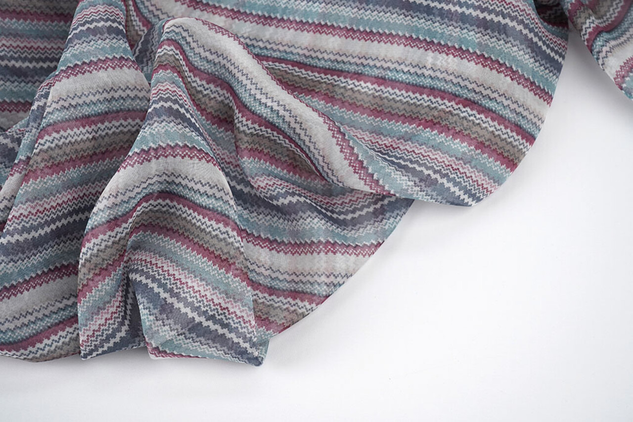 Mousseline Imprimé Petit Zigzag Multicolore 2