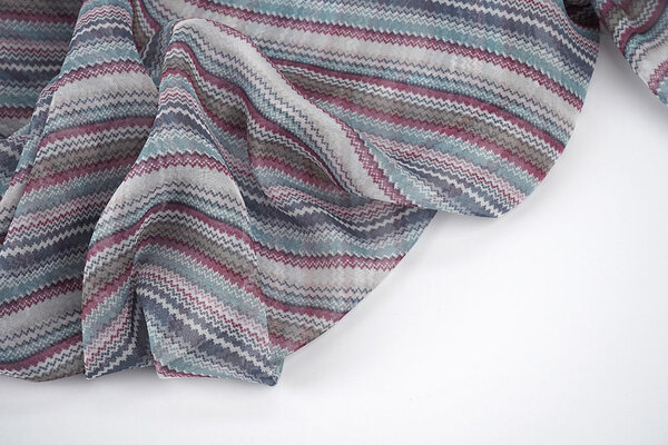 Chiffon Stampato Piccole Zigzag Multicolore 2
