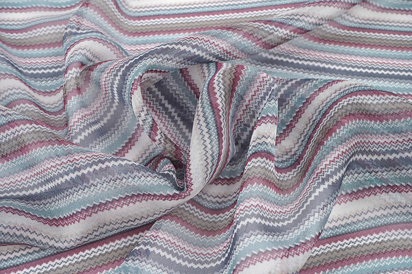 Chifón Estampado Pequeñas ZigZag Multi 2
