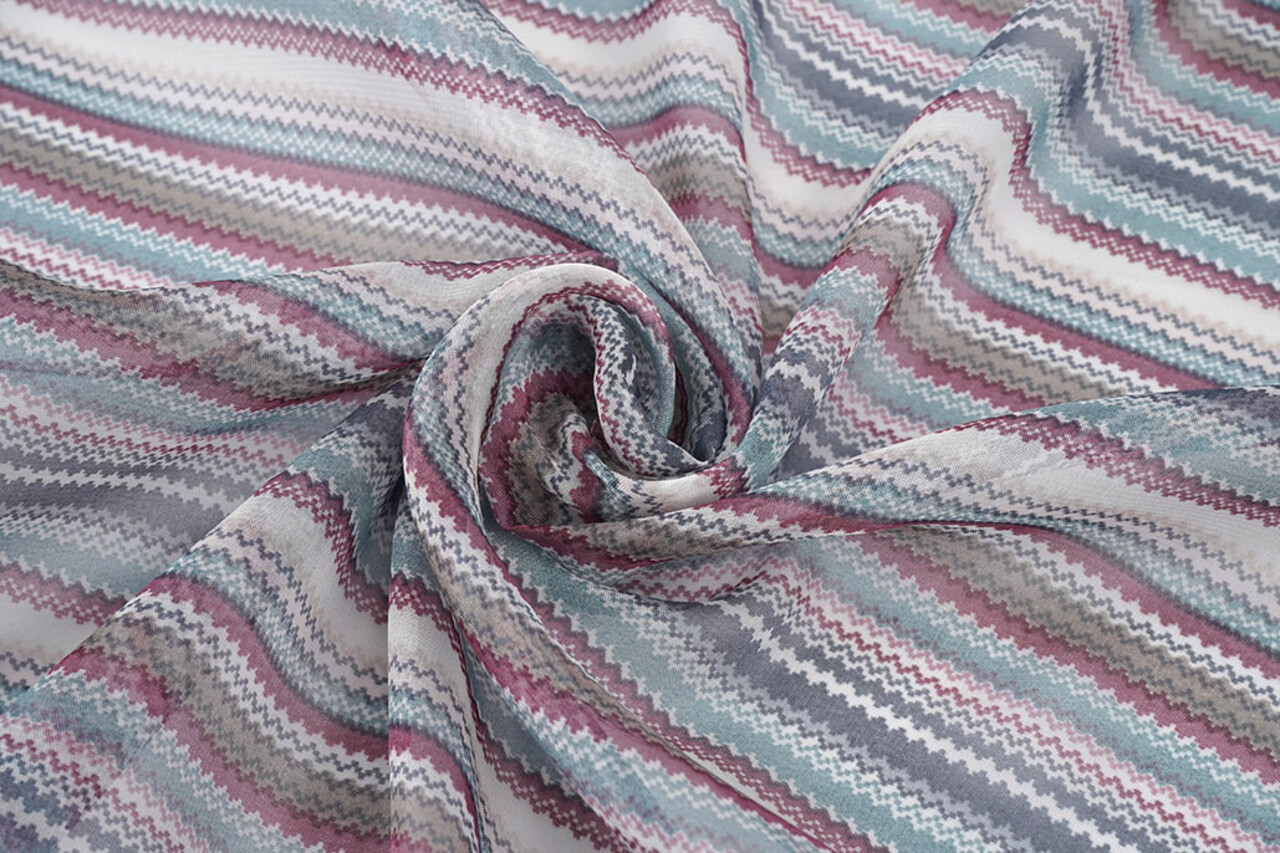 Chiffon Stampato Piccole Zigzag Multicolore 2