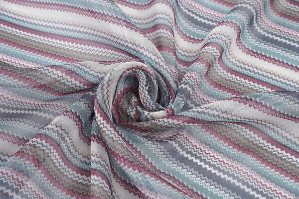 Chiffon Stampato Piccole Zigzag Multicolore 2