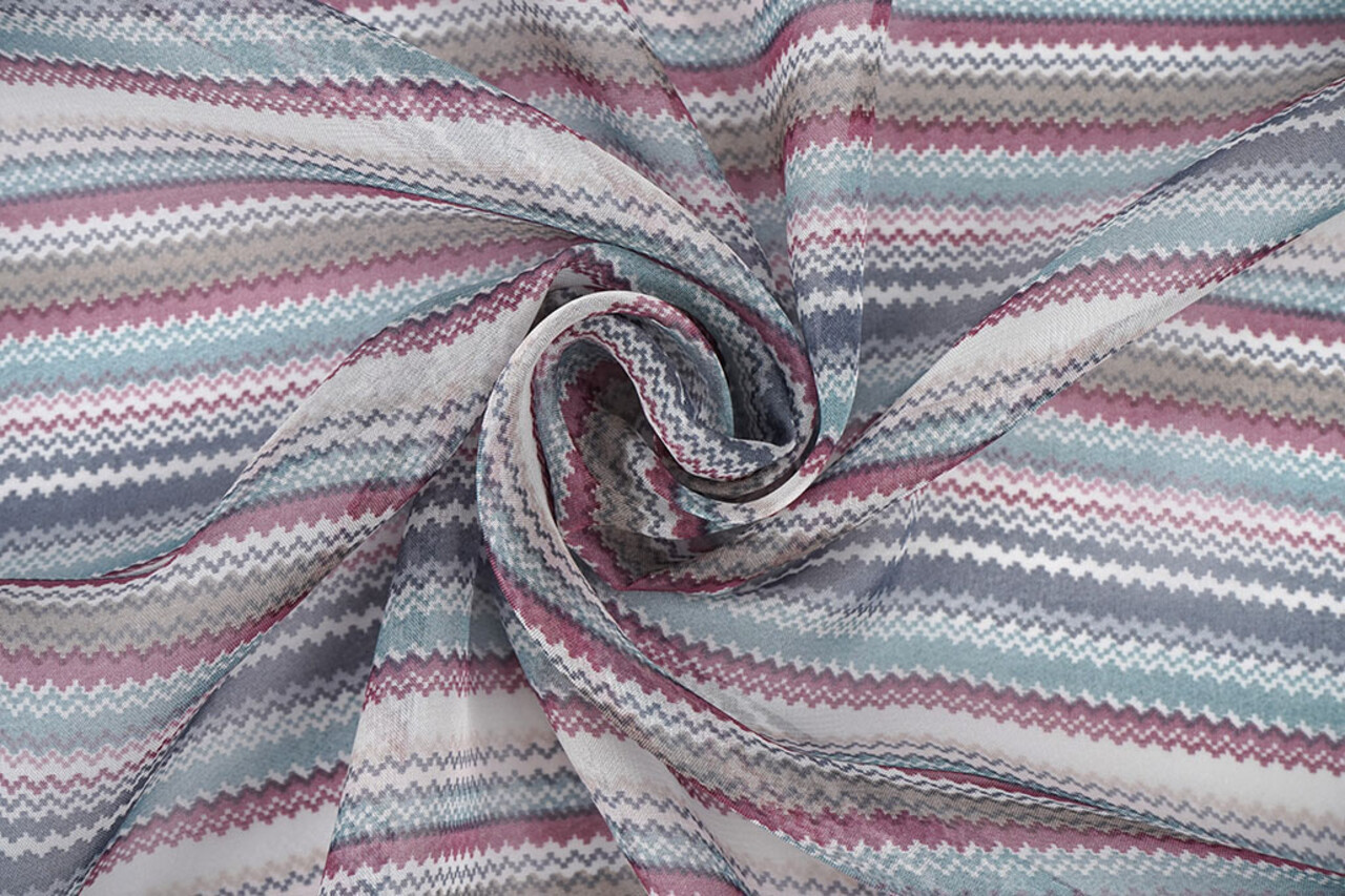 Chiffon Stampato Piccole Zigzag Multicolore 2