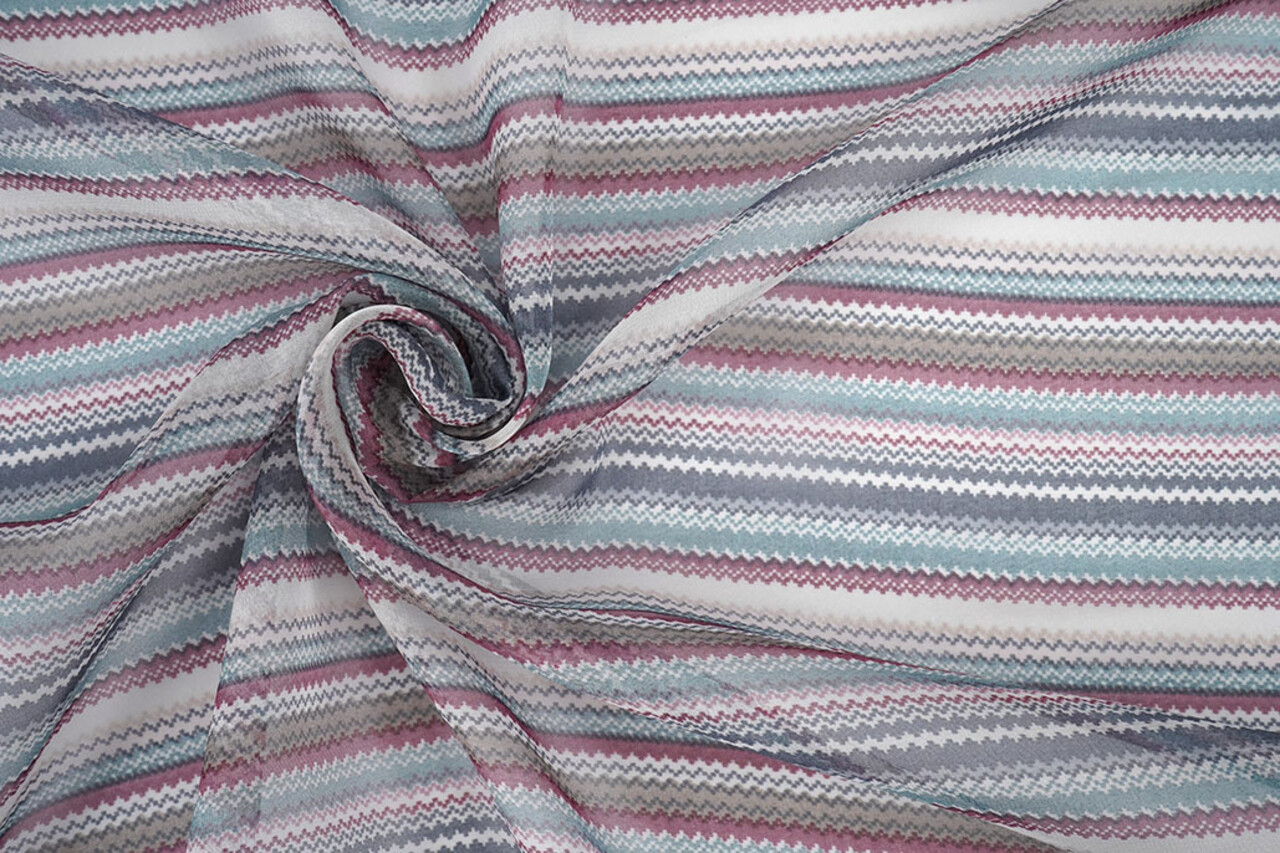 Chifón Estampado Pequeñas ZigZag Multi 2