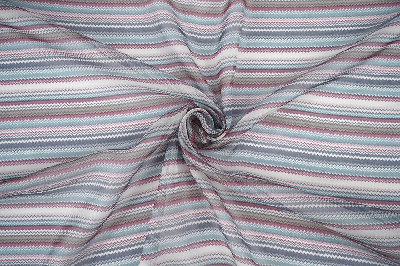 Mousseline Imprimé Petit Zigzag Multicolore 2