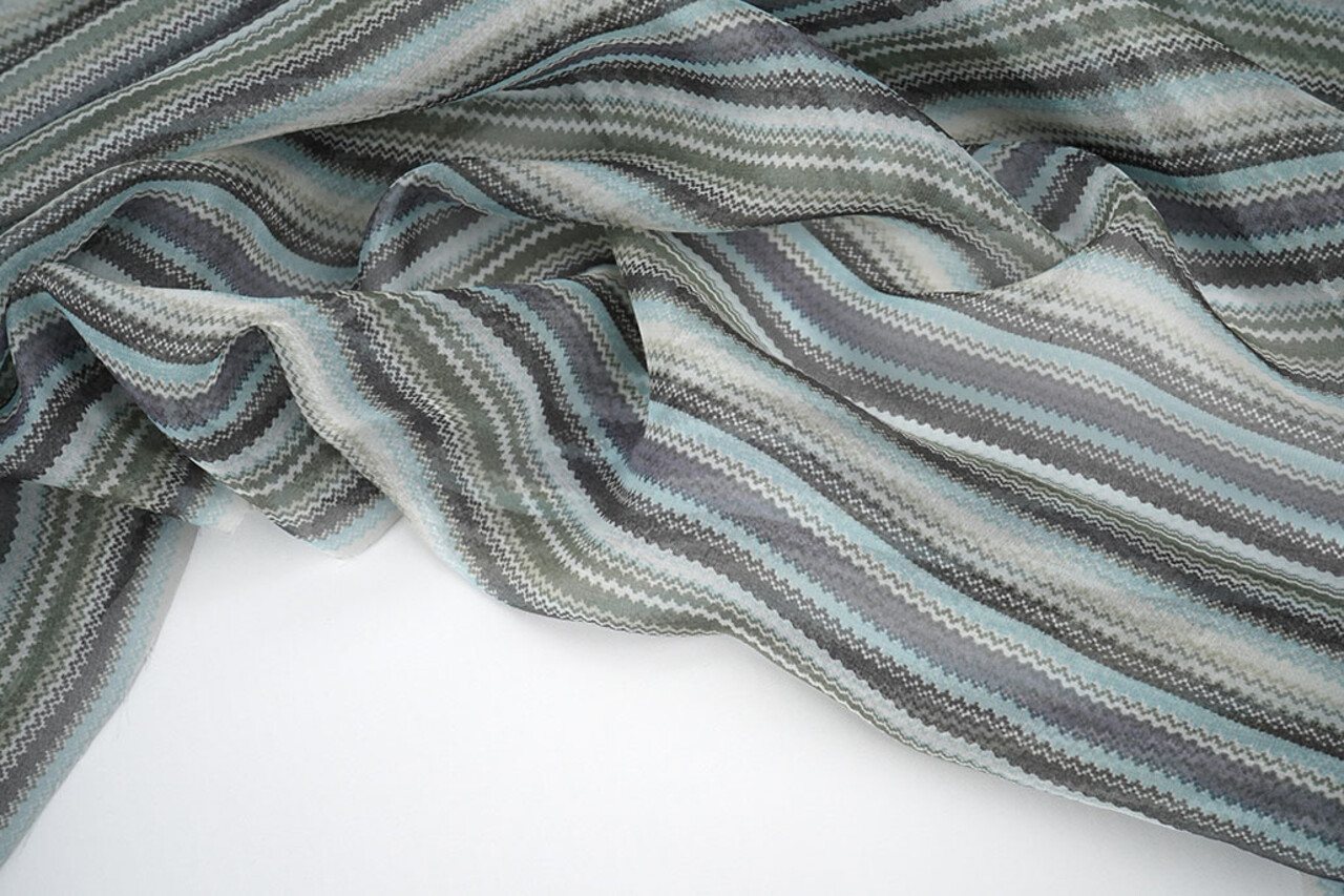 Chiffon Stampato Piccole Zigzag Multicolore 3 Chiffon Stampato Piccole Zigzag Multicolore 3