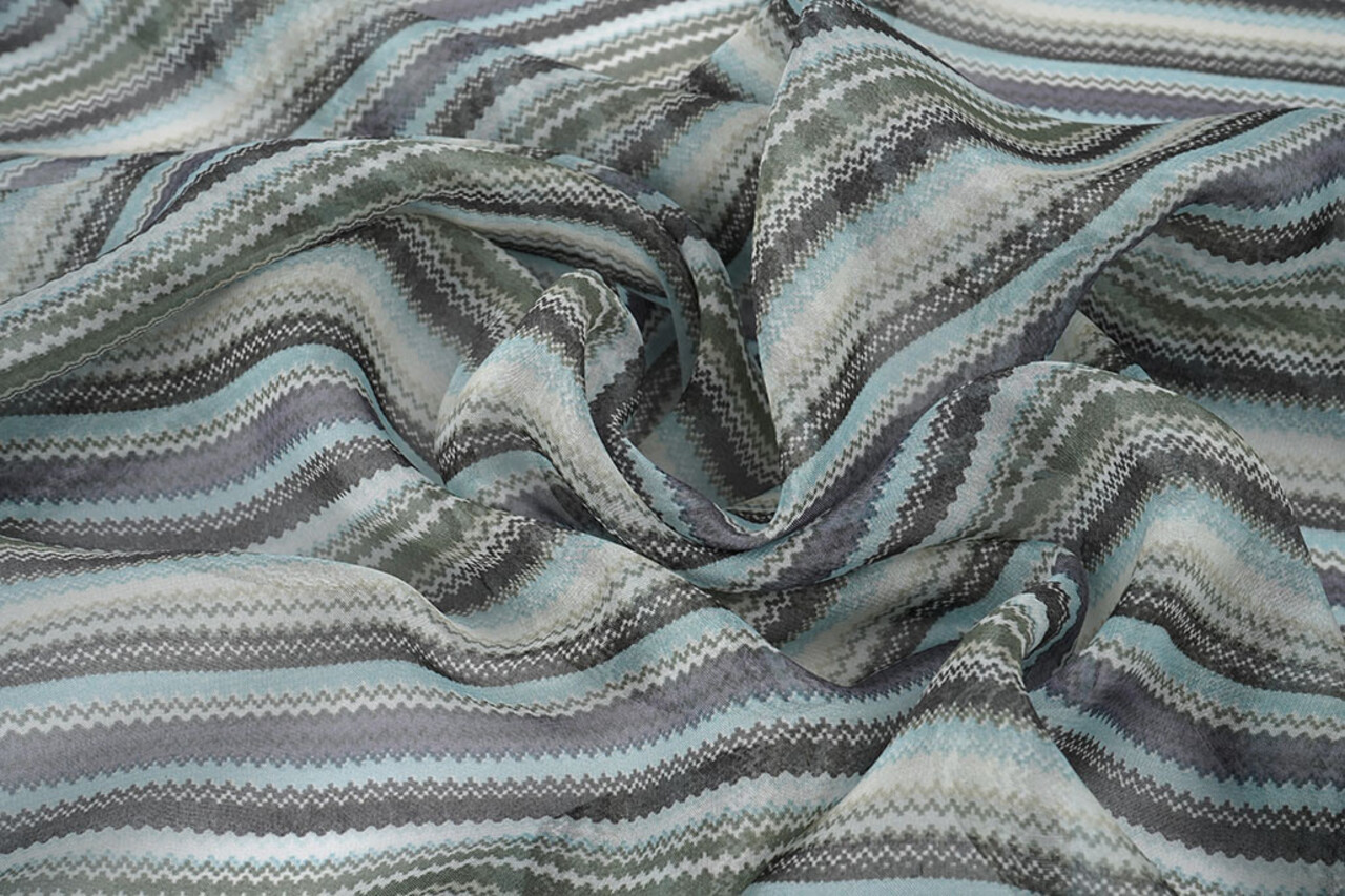 Chiffon Stampato Piccole Zigzag Multicolore 3 Chiffon Stampato Piccole Zigzag Multicolore 3
