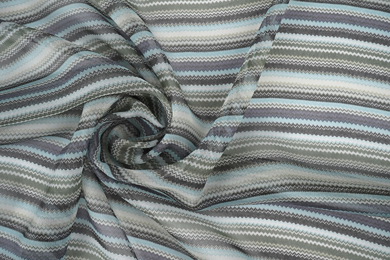 Mousseline Imprimé Petit Zigzag Multicolore 3 Mousseline Imprimé Petit Zigzag Multicolore 3