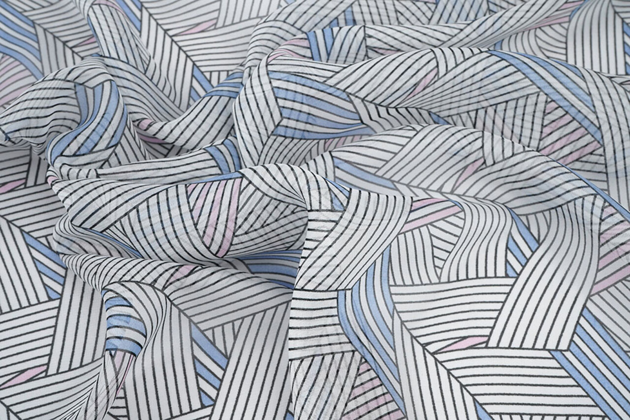 Chiffon Stampato Astratto Lijnen Multicolore 1