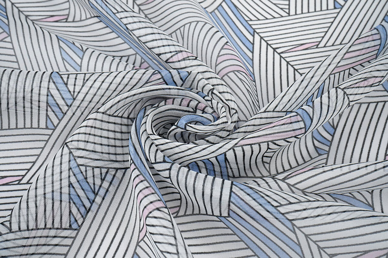 Chiffon Stampato Astratto Lijnen Multicolore 1