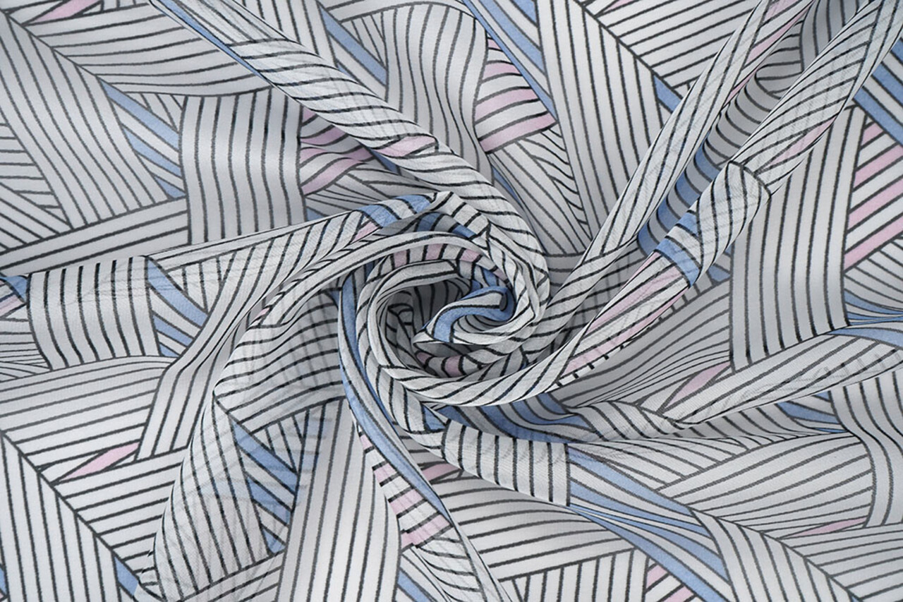 Mousseline Imprimé Abstracte Lijnen Multicolore 1