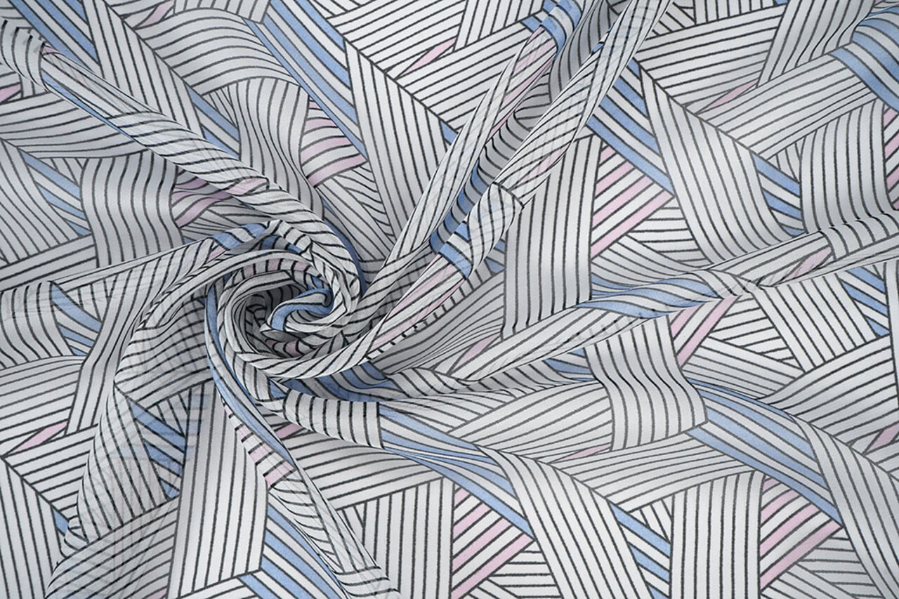 Chiffon Stampato Astratto Lijnen Multicolore 1