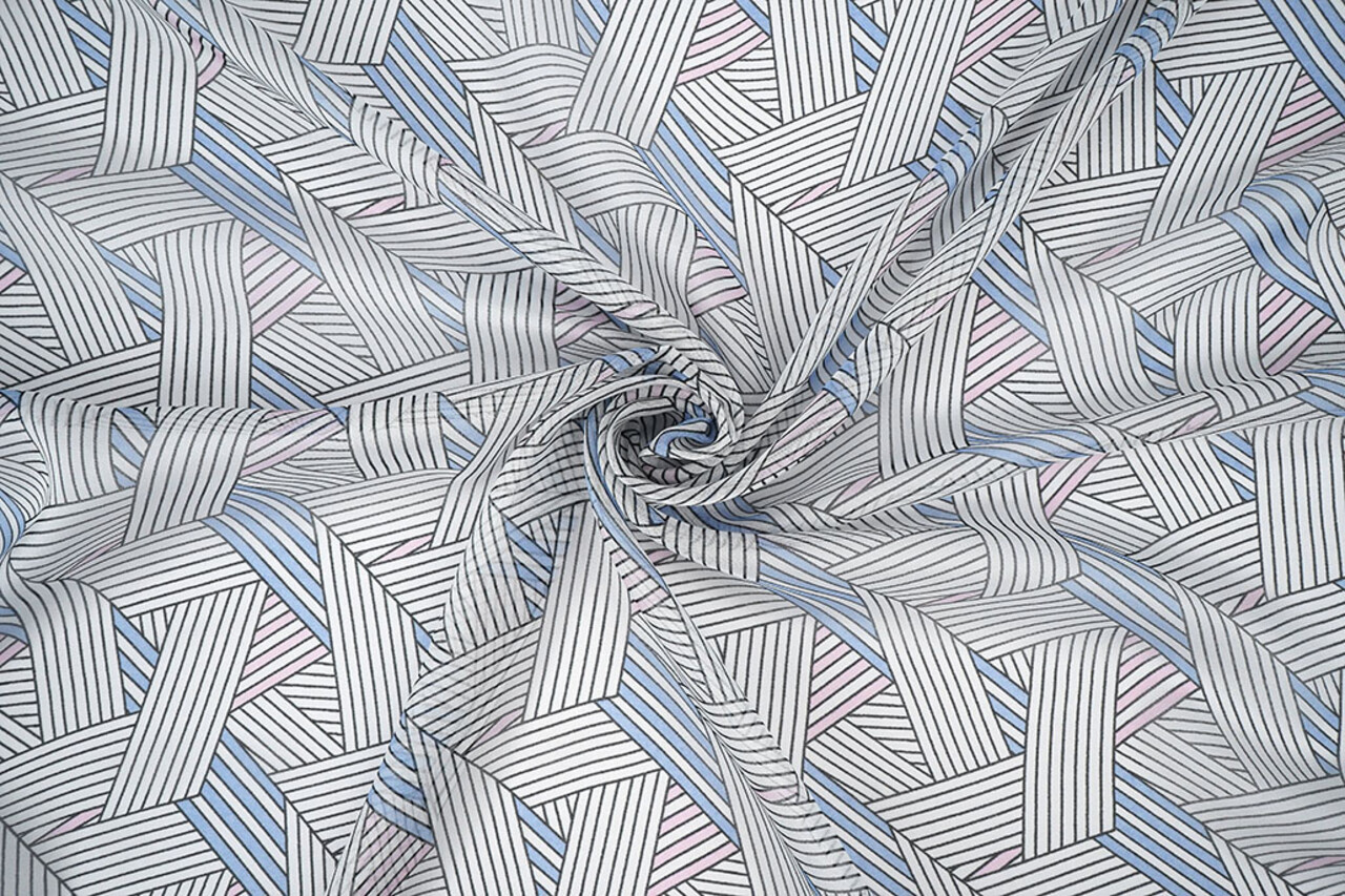 Chiffon Stampato Astratto Lijnen Multicolore 1