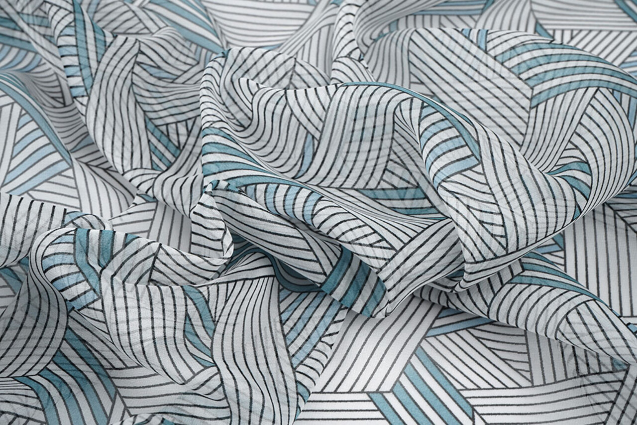 Chiffon Bedrukt Abstracte Lijnen Multi 2