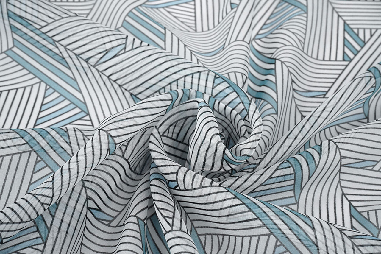 Chifón Estampado Abstractas Líneas Multi 2