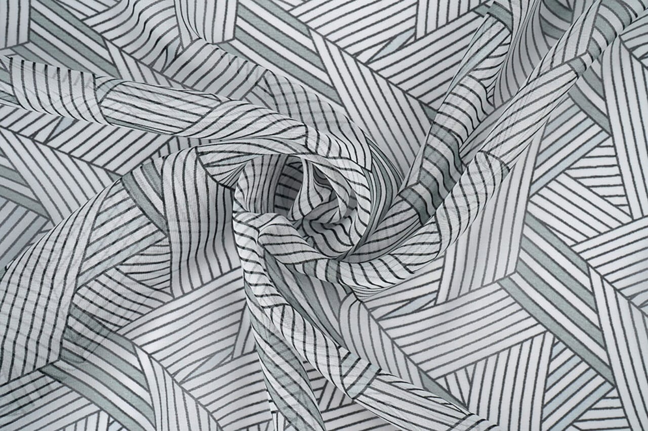 Chiffon Stampato Astratto Lijnen Multicolore 3 Chiffon Stampato Astratto Lijnen Multicolore 3