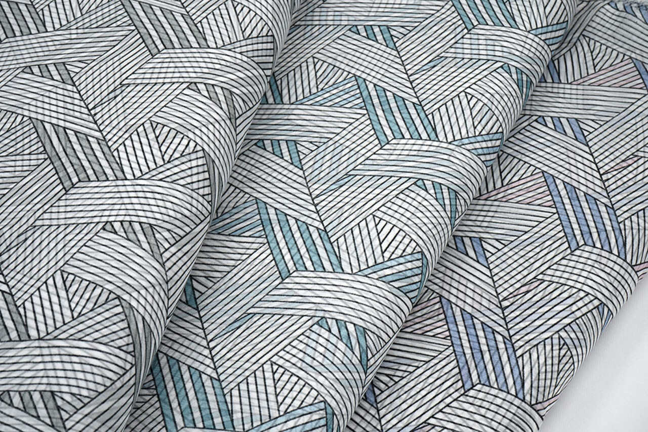 Chiffon Stampato Astratto Lijnen Multicolore 3 Chiffon Stampato Astratto Lijnen Multicolore 3